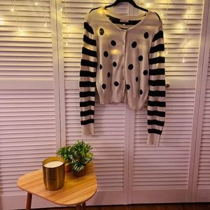 Stripe and polka dot cardigan